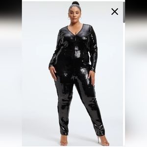 Good American black sequin jumpsuit